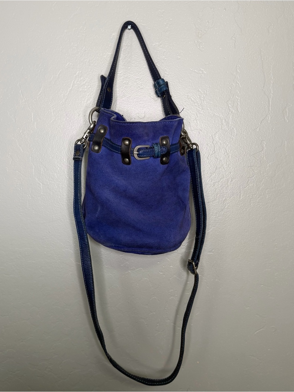 Free People Soren Suede Bucket Bag In Blue